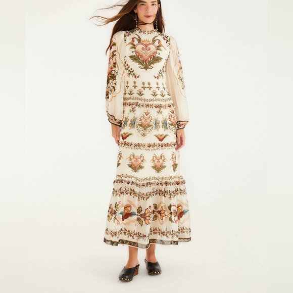 FARM Rio Dresses & Skirts - NWT FARM RIO Cream Majestic Hearts Maxi Dress